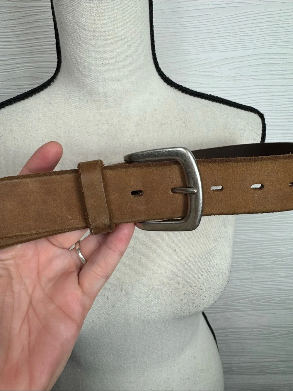 Men's Brown Leather Crossbody Belt Size 32